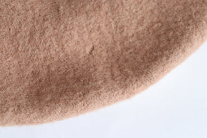 Vintage Wool Crown Beret - Camel Brown / Cream  -  S / M