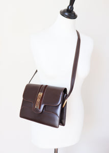 1980s Vintage Shoulder Bag - Brown Leather - Small