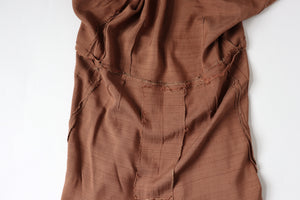 Vintage 1950s / 1970s Day Dress - Shirt Waister - Brown - M / UK 12