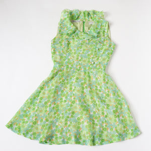 1960s Summer Mini Dress - Green -XXXS - UK 4 / 6