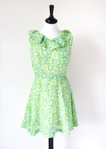 1960s Summer Mini Dress - Green -XXXS - UK 4 / 6