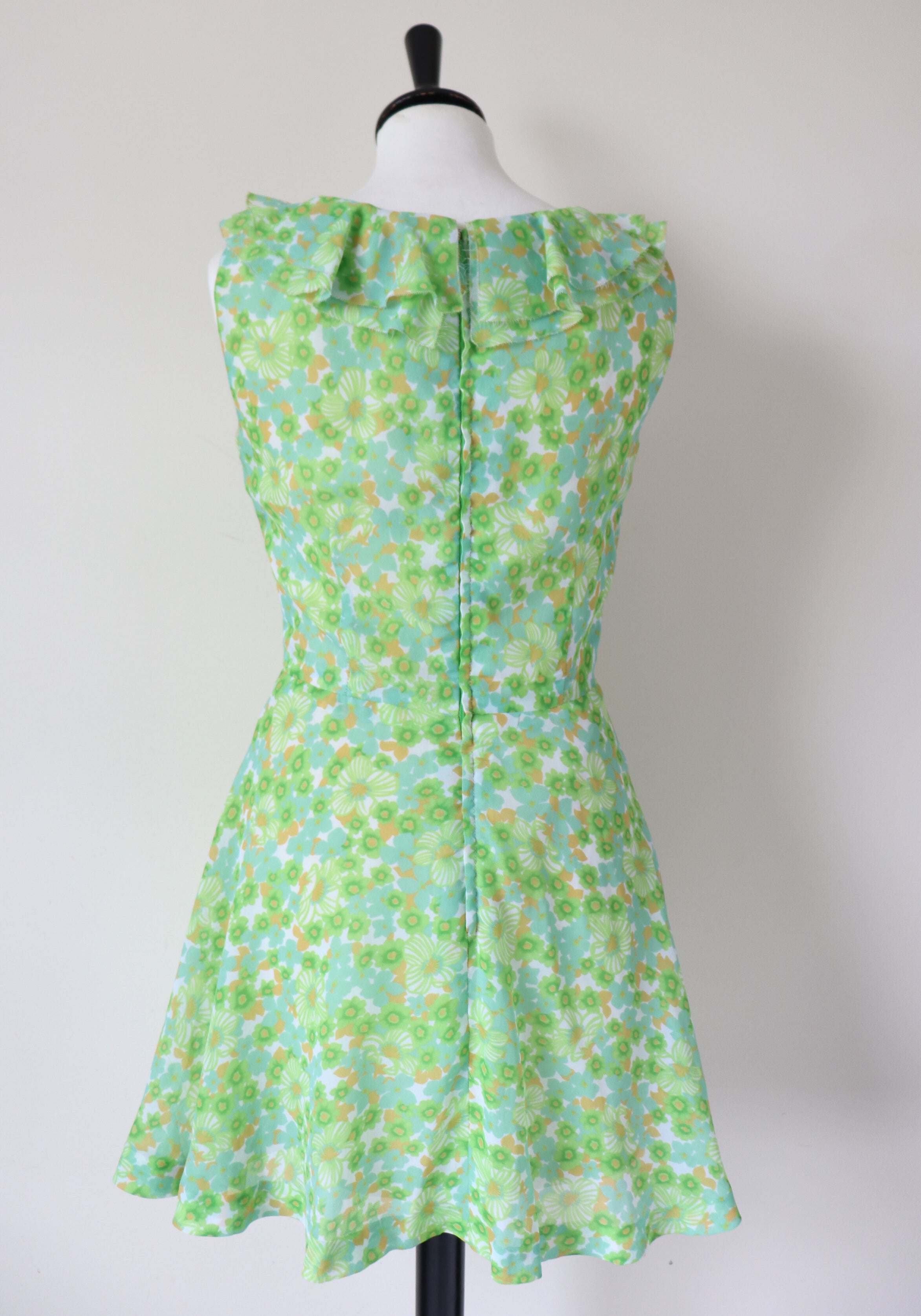 1960s Summer Mini Dress - Green -XXXS - UK 4 / 6