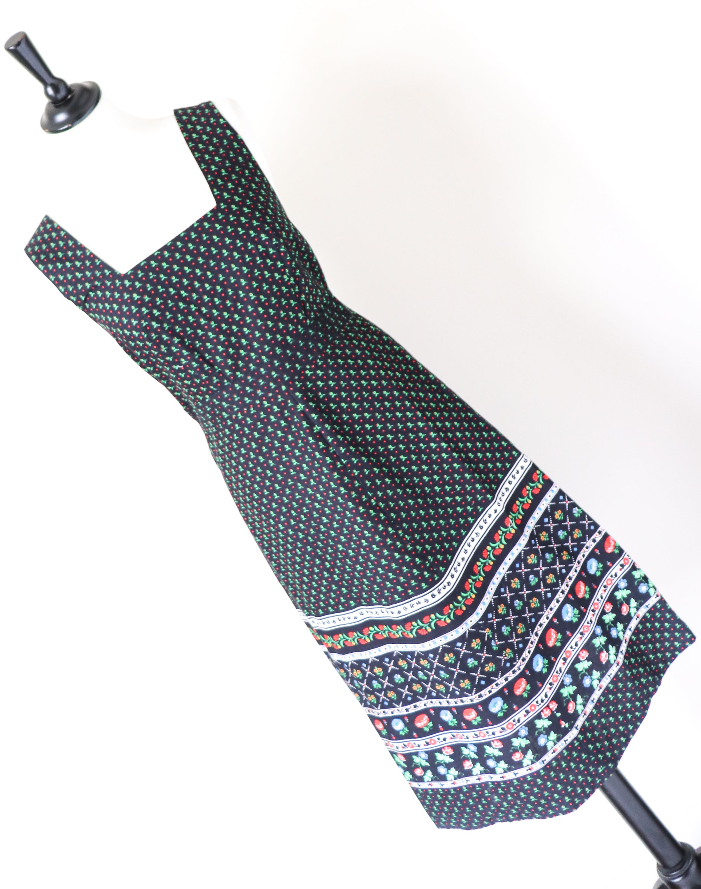 Cotton Summer Dress - Vintage 1970s - Sleeveless - XXS / UK 6