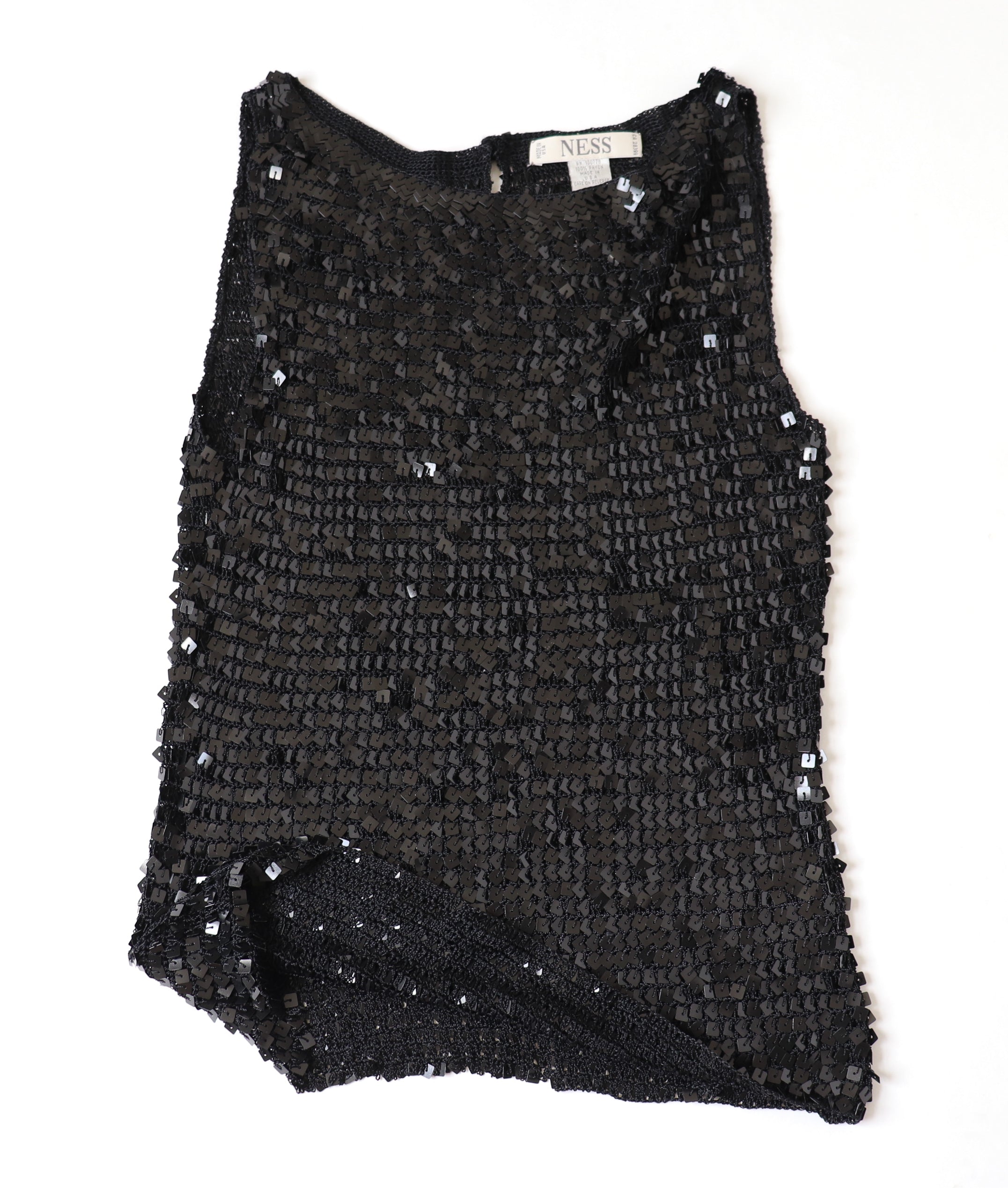 Black Sequin Vest Top - NESS - Label M - Fit S / UK UK 10