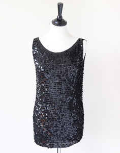 Black Sequin Vest Top - NESS - Label M - Fit S / UK UK 10