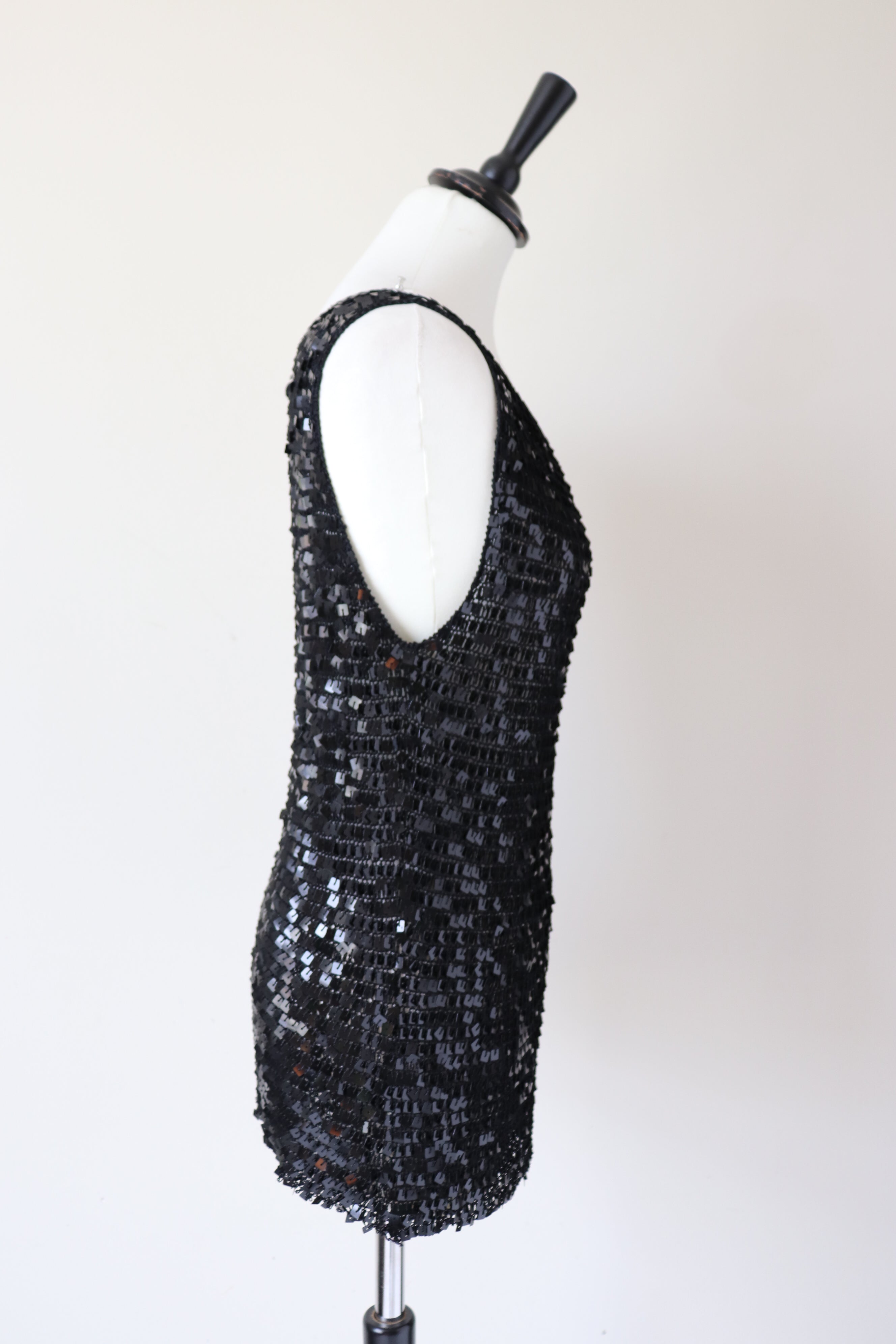 Black Sequin Vest Top - NESS - Label M - Fit S / UK UK 10