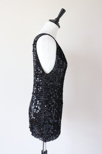 Black Sequin Vest Top - NESS - Label M - Fit S / UK UK 10