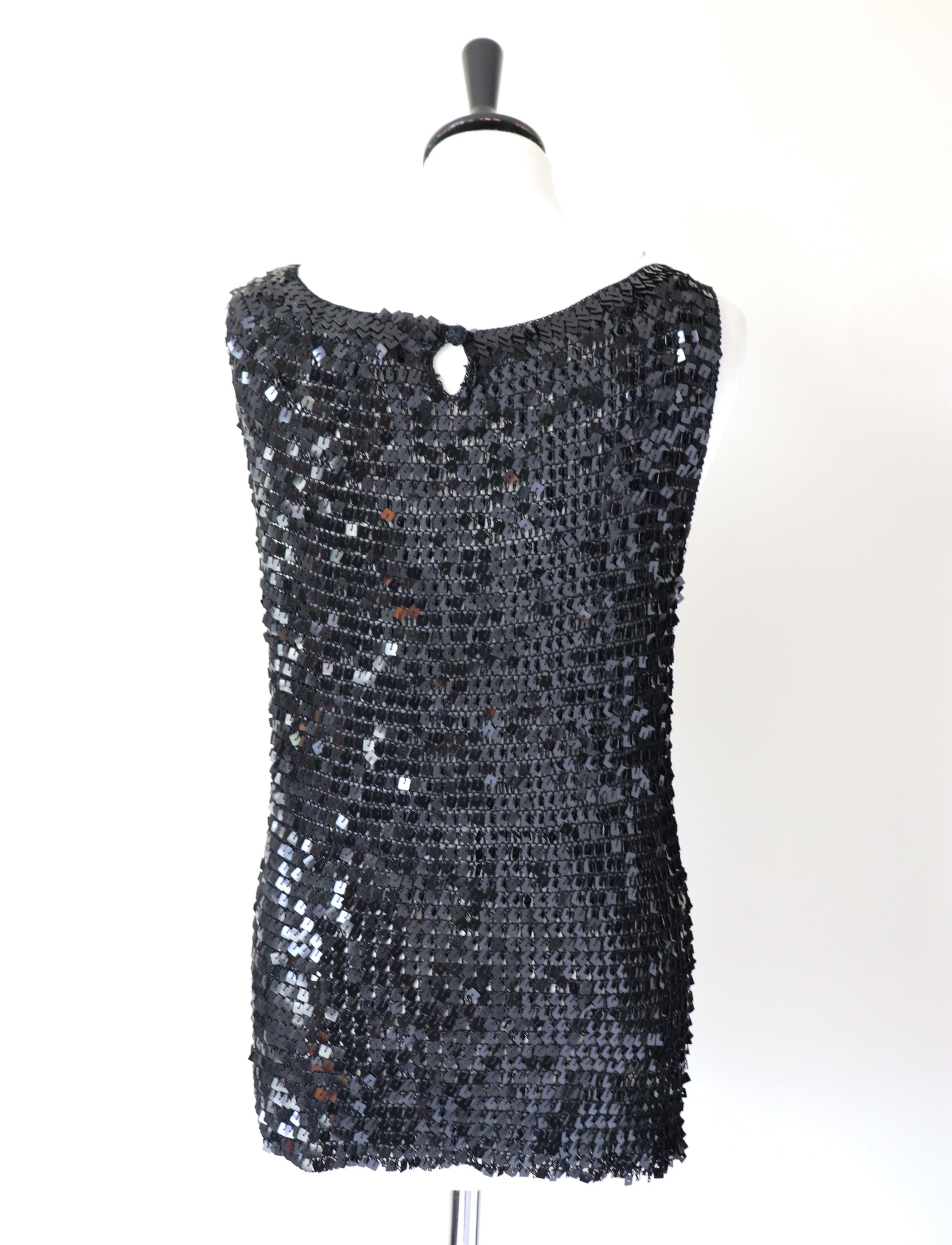 Black Sequin Vest Top - NESS - Label M - Fit S / UK UK 10