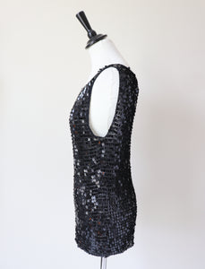 Black Sequin Vest Top - NESS - Label M - Fit S / UK UK 10