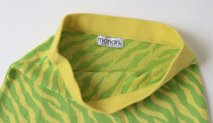 Knitted Vintage Skirt - 1980s Punk Style - Yellow / Green Animal Print - Monari - S / UK 10
