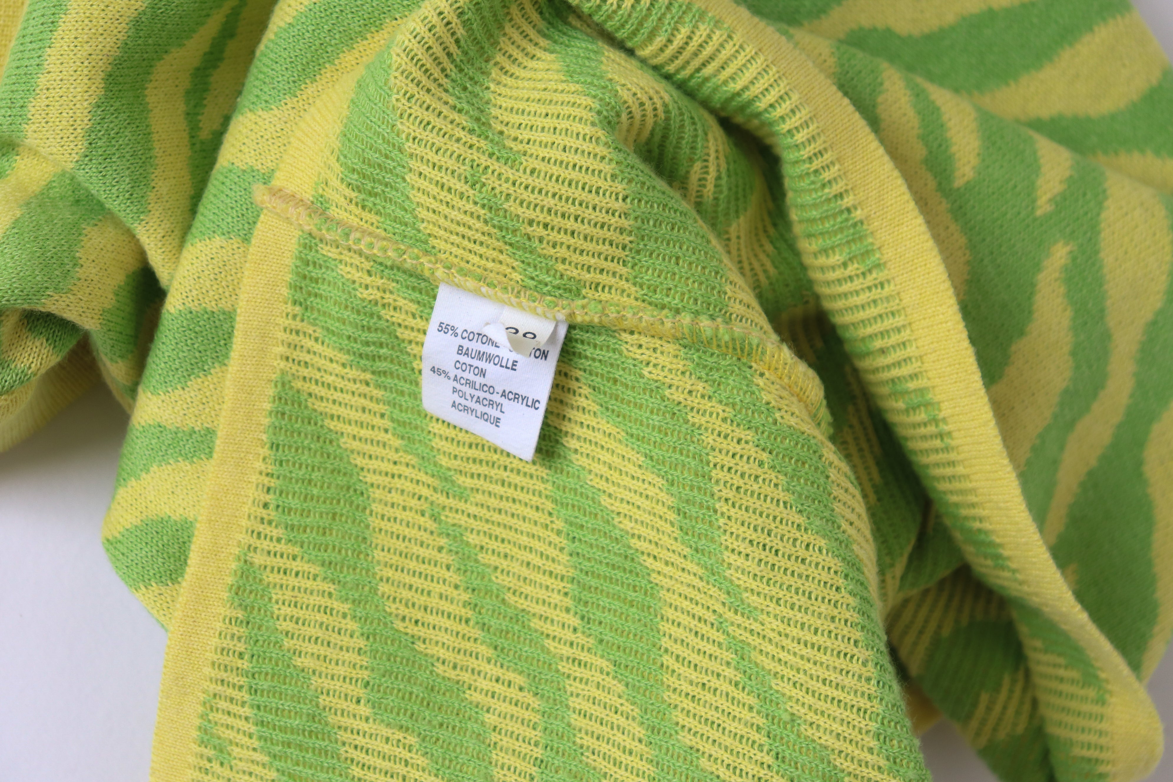 Knitted Vintage Skirt - 1980s Punk Style - Yellow / Green Animal Print - Monari - S / UK 10