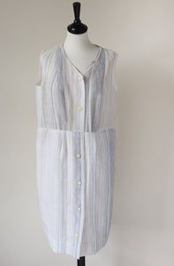 1970s Shirt Waister Dress - Sleeveless - Ivory / Off White - S / M - UK 10 / 12