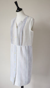 1970s Shirt Waister Dress - Sleeveless - Ivory / Off White - S / M - UK 10 / 12