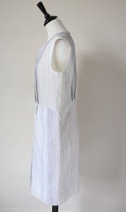 1970s Shirt Waister Dress - Sleeveless - Ivory / Off White - S / M - UK 10 / 12