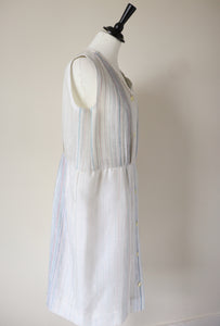 1970s Shirt Waister Dress - Sleeveless - Ivory / Off White - S / M - UK 10 / 12