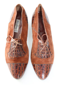 Vintage Suede / Leather Lace-Up Shoes - Heels -  37.5 / UK 4.5