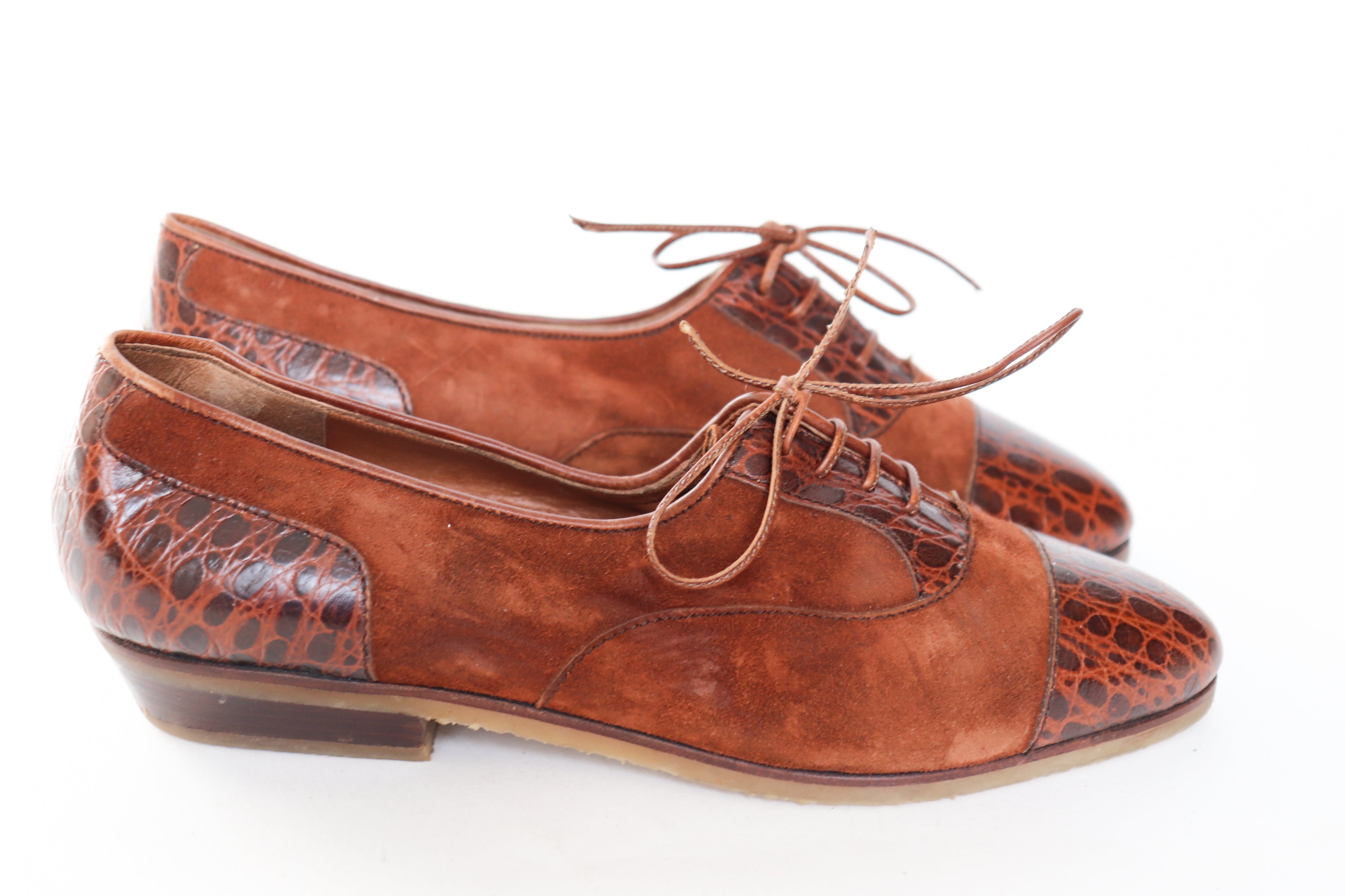 Vintage Suede / Leather Lace-Up Shoes - Heels - 37.5 / UK 4.5