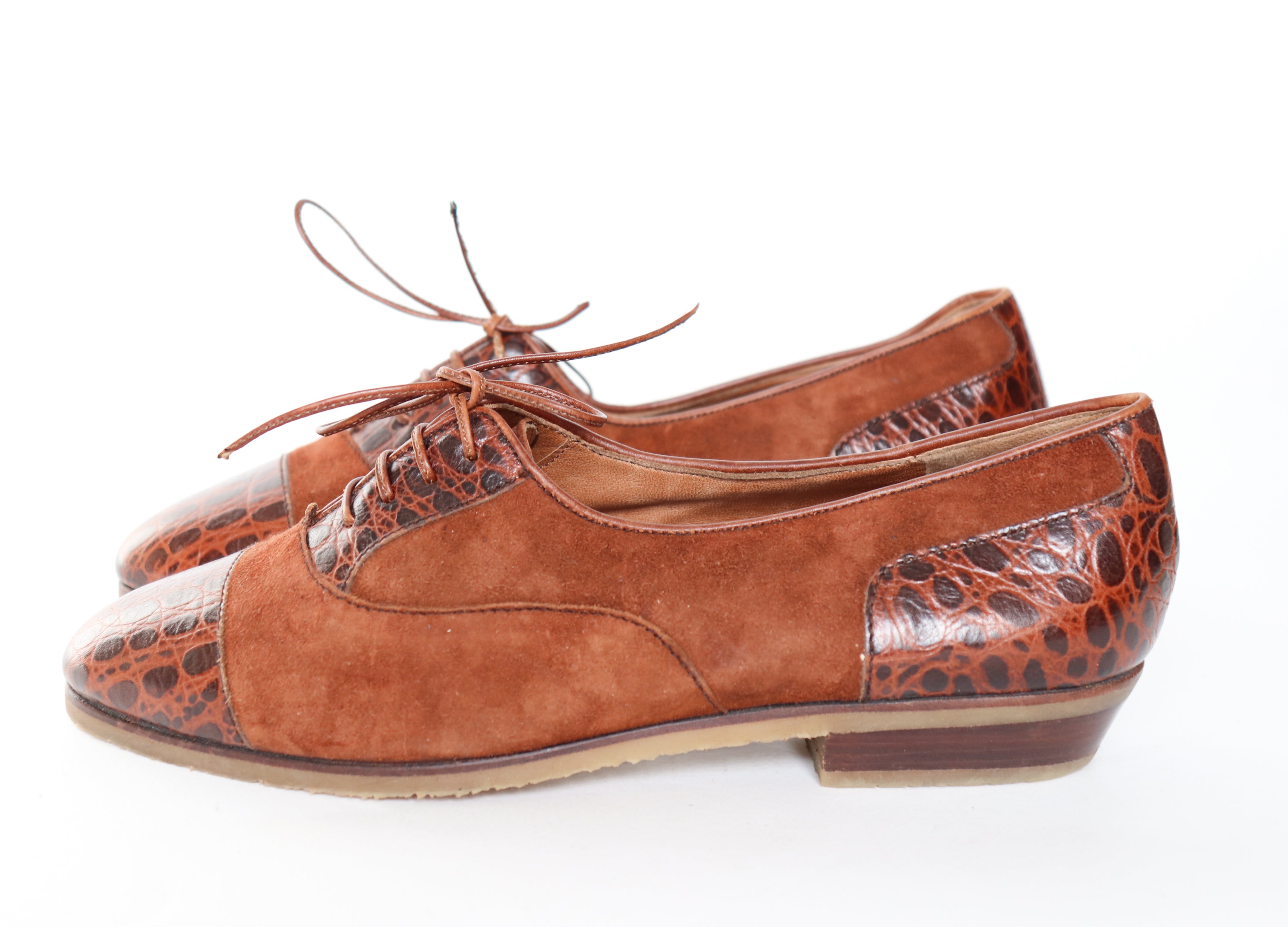 Vintage Suede / Leather Lace-Up Shoes - Heels - 37.5 / UK 4.5