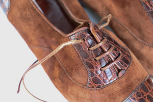 Vintage Suede / Leather Lace-Up Shoes - Heels - 37.5 / UK 4.5