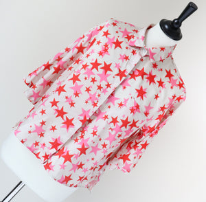 Vicolo Shirt Top - Cream / Pink Stars - Label S ( Fit M / UK 10 )