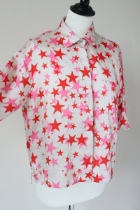 Vicolo Shirt Top - Cream / Pink Stars - Label S ( Fit M / UK 10 )