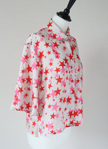 Vicolo Shirt Top - Cream / Pink Stars - Label S ( Fit M / UK 10 )