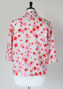 Vicolo Shirt Top - Cream / Pink Stars - Label S ( Fit M / UK 10 )