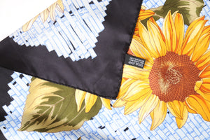 MARCO VOELUZA Vintage Silk Scarf - Sunflower Print - LARGE