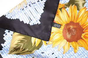 MARCO VALENZA Vintage Silk Scarf  - Sunflower Print - LARGE
