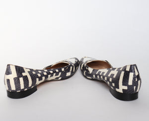 Tony G Flat Pointed Loafers - Grey / White / Cream Leather - 37.5 / UK 4.5