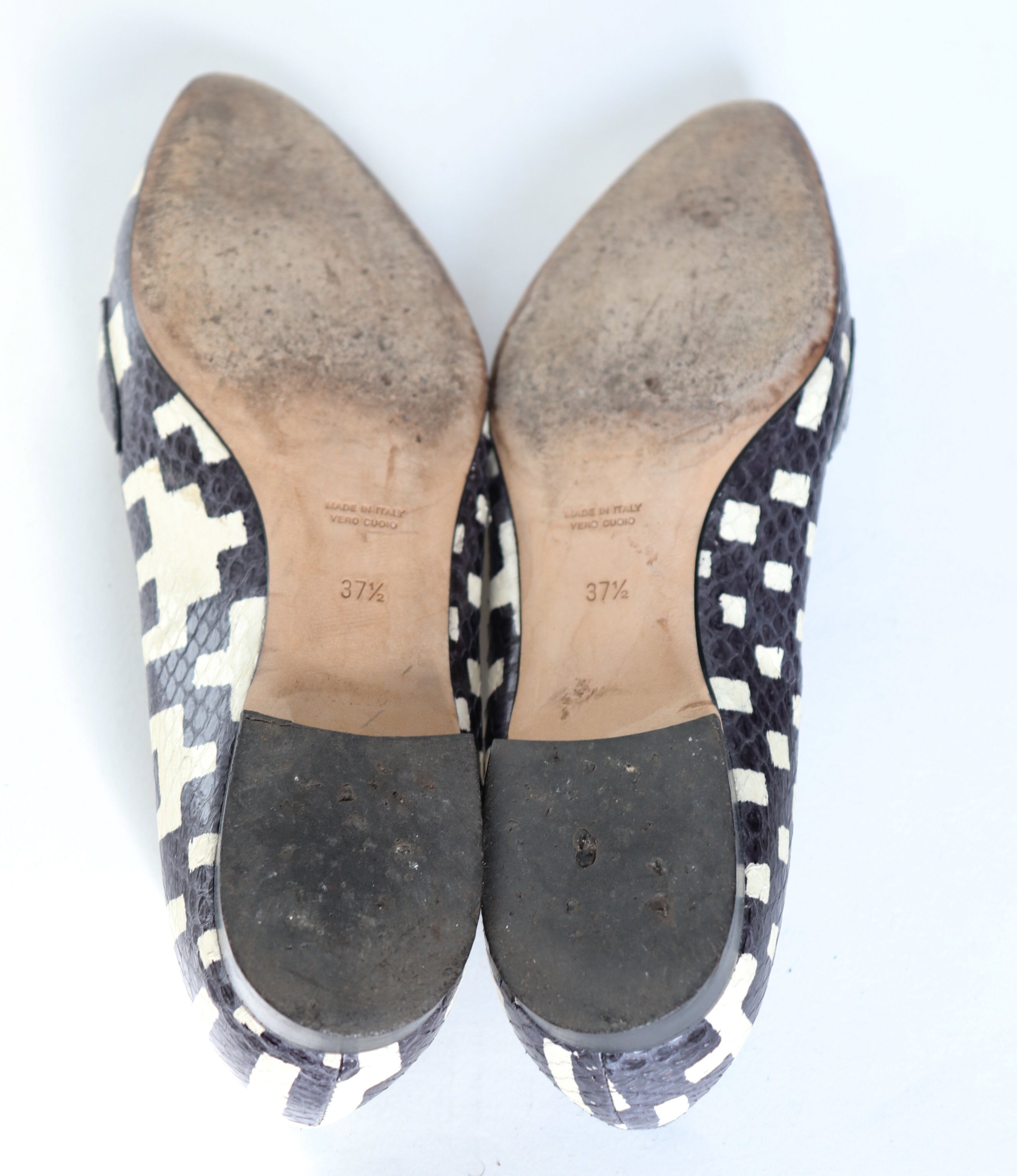 Tony G Flat Pointed Loafers - Grey / White / Cream Leather - 37.5 / UK 4.5