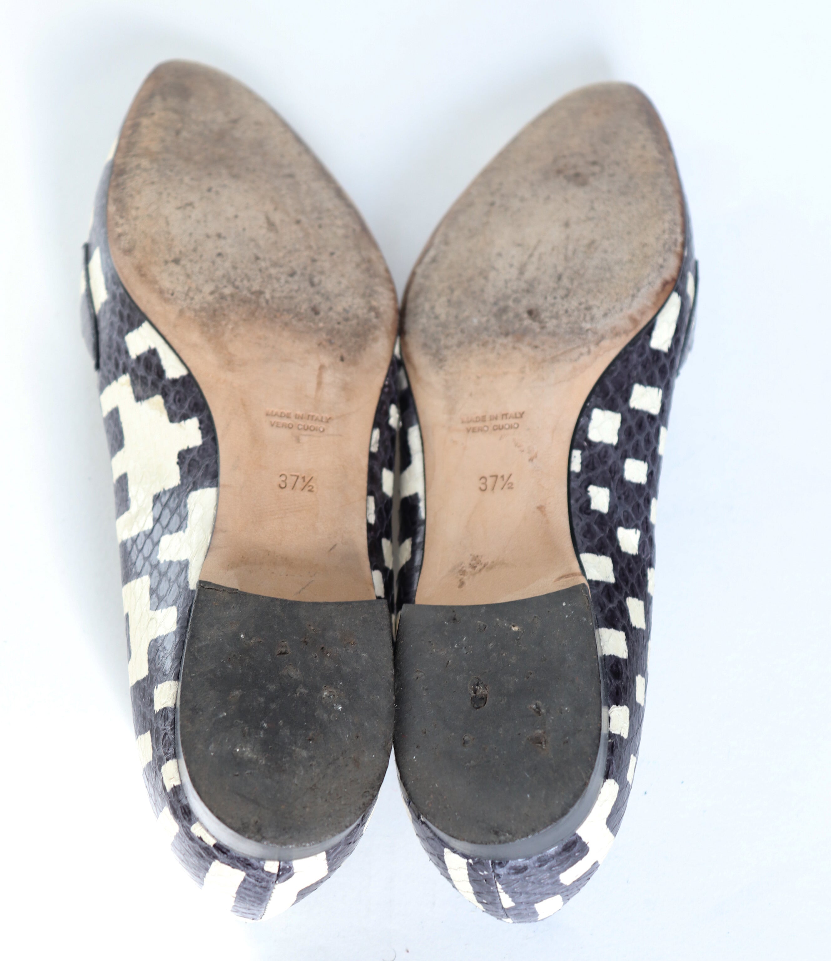 Tony G Flat Pointed Loafers - Grey / White / Cream Leather  37.5 / UK 4.5
