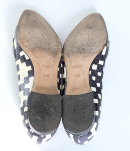 Tony G Flat Pointed Loafers - Grey / White / Cream Leather  37.5 / UK 4.5