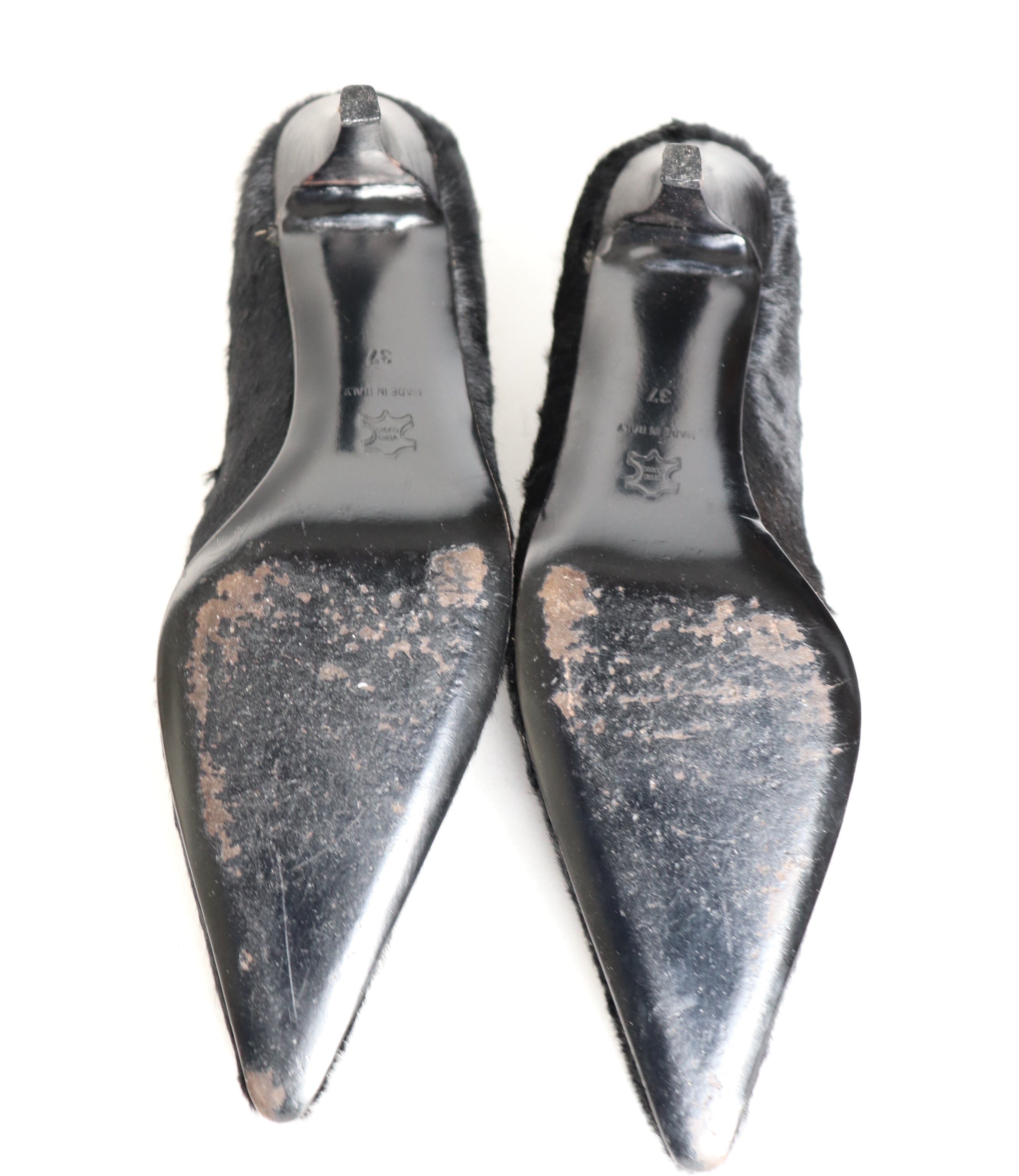 GianFranco Pini Black Stiletto Shoes Pony skin / Leather 36.5 / 37 Narrow