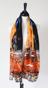 Van Gogh Print Silk Scarf - Nachtcafé - Long