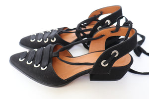 Magro Cardona Shoes - Black Espadrille - Canvas / Leather - 39 (Fit 38.5)