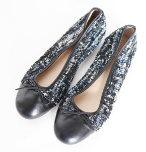Toe Cap Pumps - Tweed / Black Leather - Navyboot - 37 / UK 4