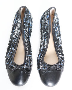 Toe Cap Pumps - Tweed / Black Leather - Navyboot - 37 / UK 4