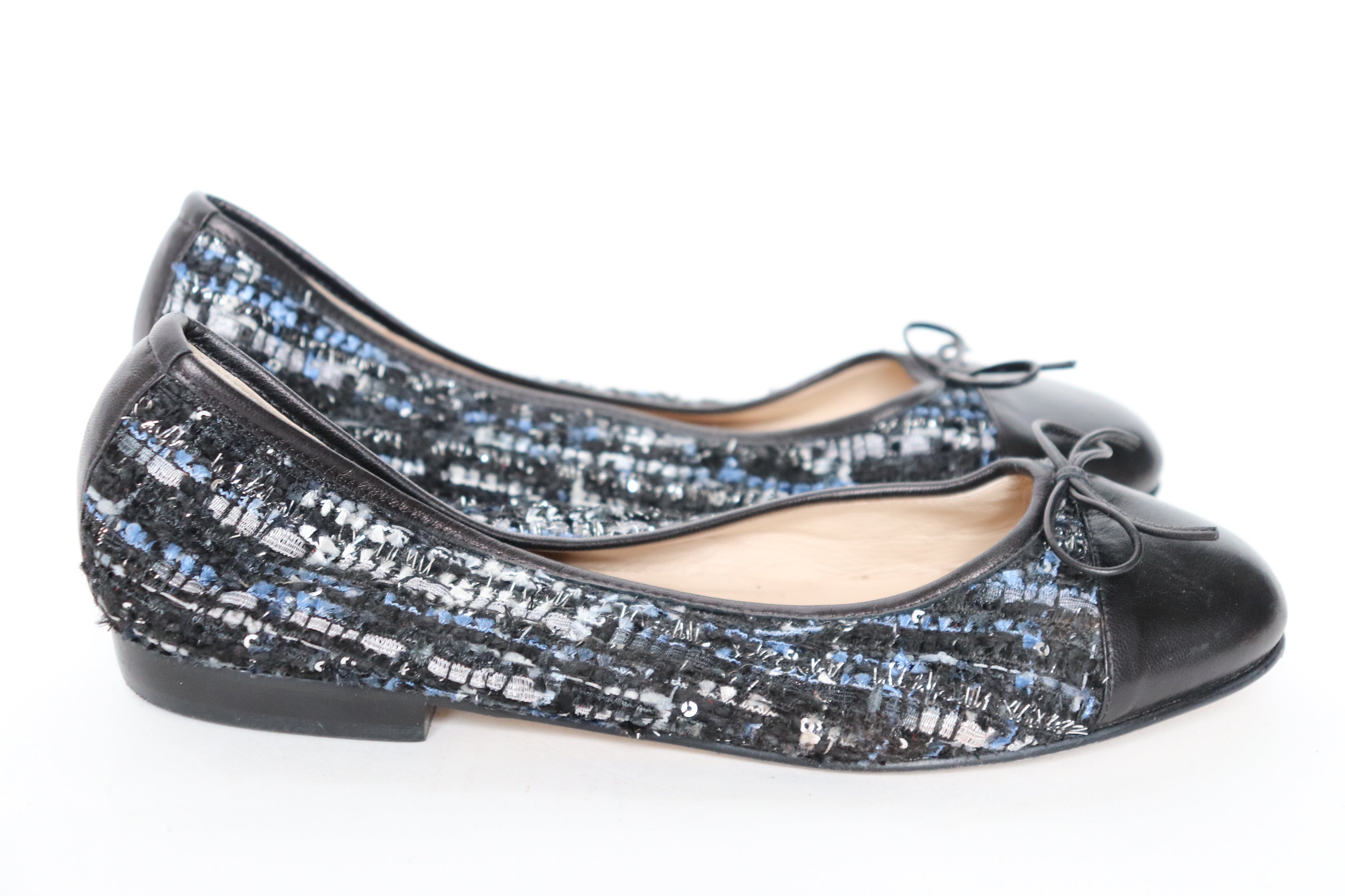 Toe Cap Pumps - Tweed / Black Leather - Navyboot - 37 / UK 4