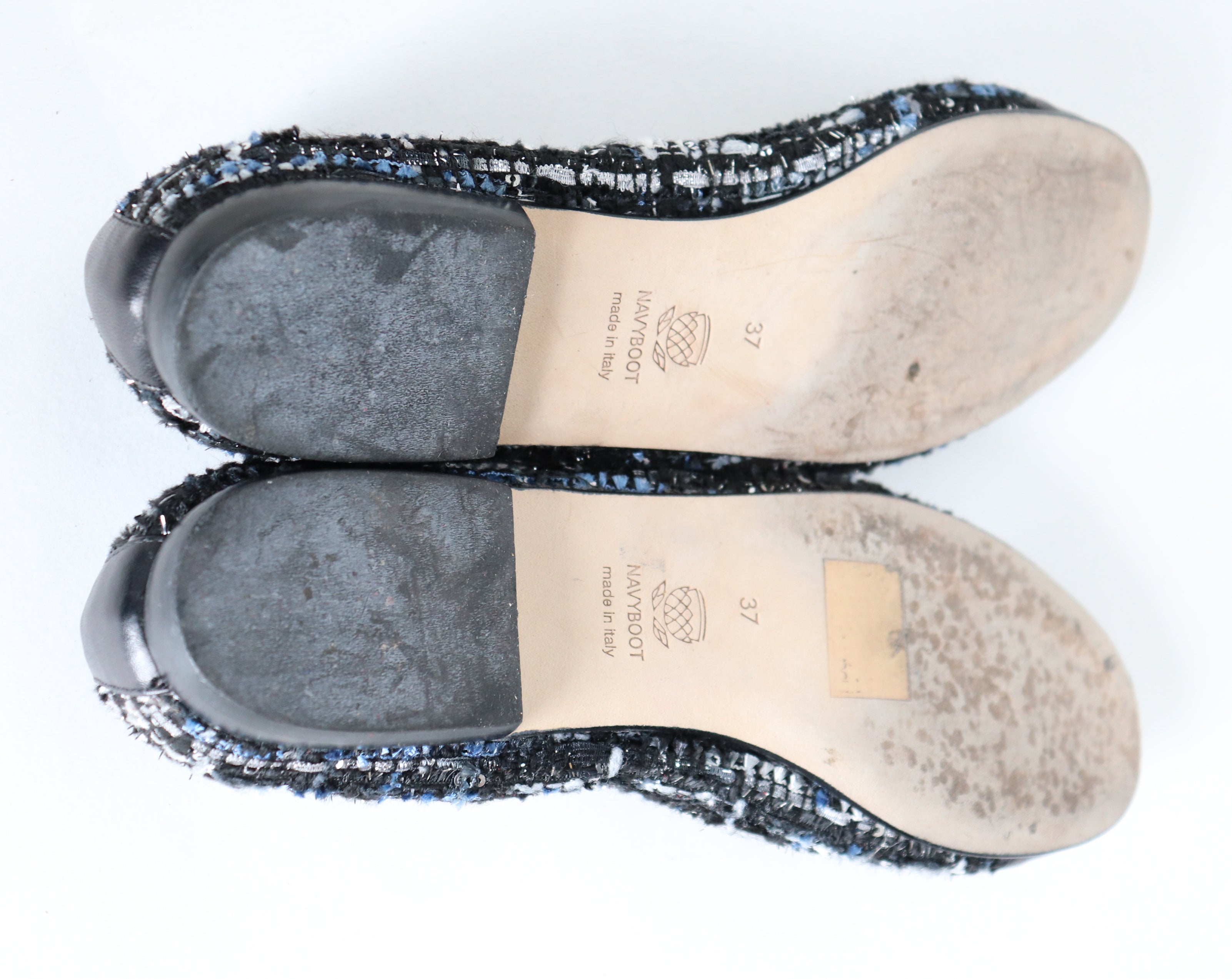 Toe Cap Pumps - Tweed / Black Leather - Navyboot - 37 / UK 4
