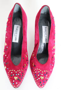 Franco Celin Court Shoes - Pink Studded Suede Leather - Fit 36.5 Narrow