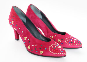 Franco Celin Court Shoes - Pink Studded Suede Leather - Fit 36.5 Narrow