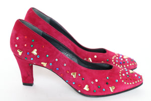 Franco Celin Court Shoes - Pink Studded Suede Leather - Fit 36.5 Narrow