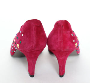 Franco Celin Court Shoes - Pink Studded Suede Leather - Fit 36.5 Narrow