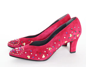 Franco Celin Court Shoes - Pink Studded Suede Leather - Fit 36.5 Narrow