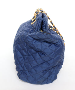 Quilted Chain Bag - Blue Fabric - Bonfanti - 1980s - Large