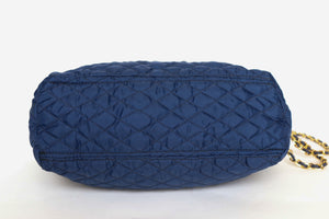 Quilted Chain Bag - Blue Fabric - Bonfanti - 1980s - Large