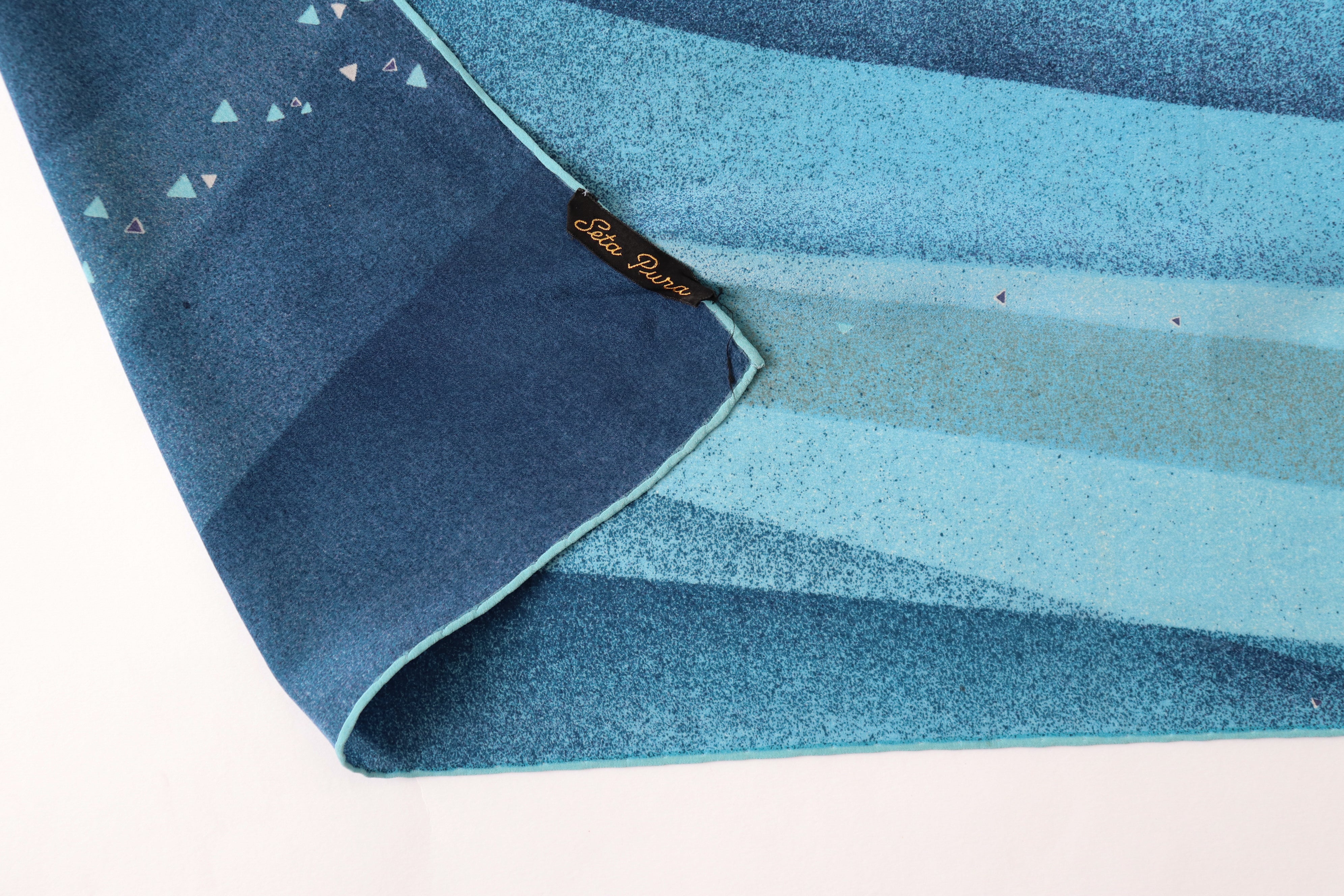 Jole Veneziana Vintage Silk Scarf - Blue Abstract Print - Large