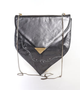 Unusual D'Anna Fratelli Metallic Leather Crossbody / Disco Bag - Vintage 1980s - Grey - Small