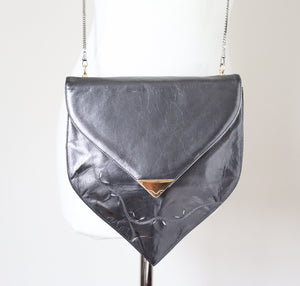 Unusual D'Anna Fratelli Metallic Leather Crossbody / Disco Bag - Vintage 1980s - Grey - Small